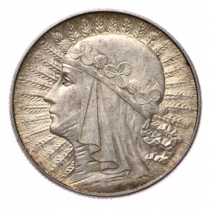 5 złotych, 1934, Warszawa; Głowa kobiety w czepcu