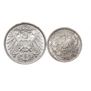 Niemcy zestaw 1 marka 1915 i 1/2 marki 1906