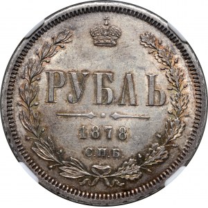 Rosja, Aleksander II, rubel 1878 СПБ HФ, Petersburg