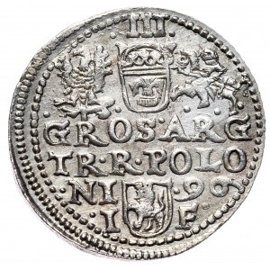 Zygmunt III Waza, trojak 1596, Olkusz, M D L, leżąca szóstka.
