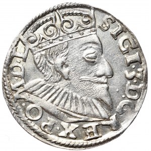 Zygmunt III Waza, trojak 1594, Poznań, szeroka twarz króla