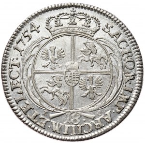 August III, ort 1754, Lipsk, mała głowa