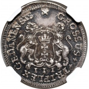 August III Sas, trojak 1755, Gdańsk, czyste srebro