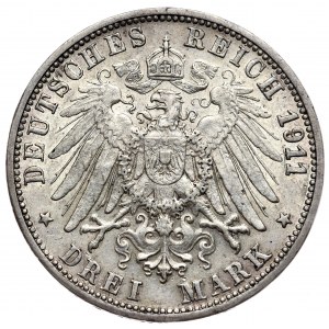 Niemcy, Wirtembergia, 3 marki 1911 F, Stuttgart