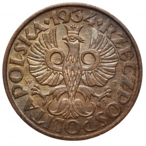 Kolekcja monet 1934-39, 2 grosze 1934, ciekawy destrukt