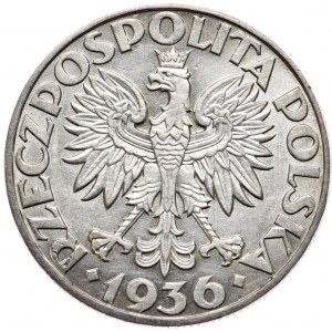Kolekcja monet 1934-39, 5 złotych 1936 żaglowiec