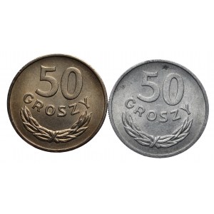 PRL, zestaw 50 groszy 1949, aluminium i miedzionikiel