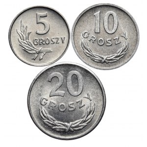 PRL, zestaw 5,10,20 groszy 1961r.