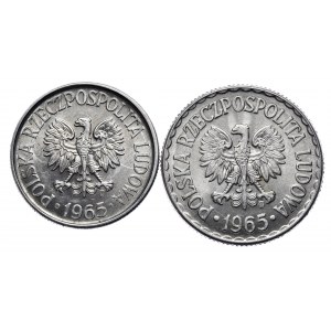 PRL, zestaw 50 groszy 1965 i 1 złotych 1965r.