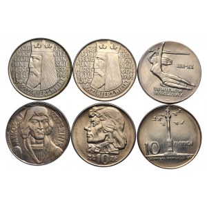 PRL, zestaw 6 sztuk 10 złotych z rocznika 1964-66