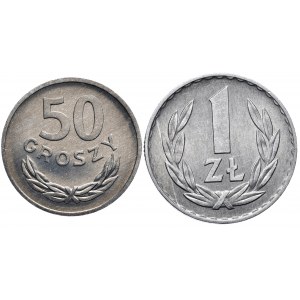 PRL, 50 groszy, 1 złoty 1970 - razem 2 sztuki