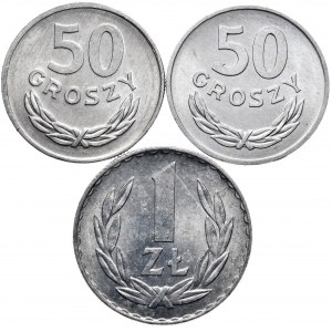 PRL, 50 groszy 1971, 1972, 1 złoty 1971