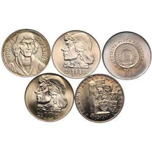 PRL, zestaw 5 sztuk 10 złotych z rocznika 1960-70