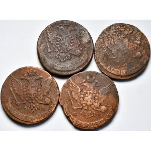 Zestaw 4 monet 5 kopiejkowych Elżbiety i Katarzyny II 1759-64