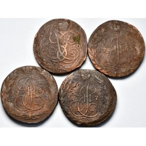 Zestaw 4 monet 5 kopiejkowych Elżbiety i Katarzyny II 1760-73