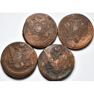 Zestaw 4 monet 5 kopiejkowych Elżbiety i Katarzyny II 1760-73