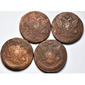 Zestaw 4 monet 5 kopiejkowych Katarzyny II 1763-70