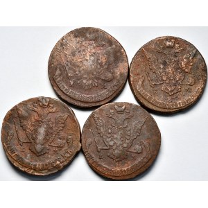 Zestaw 4 monet 5 kopiejkowych Katarzyny II 1763-76