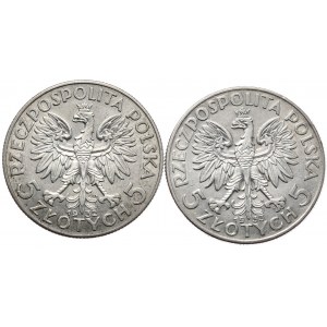 Zestaw 2 x 5 złotych 1932-33 kobieta