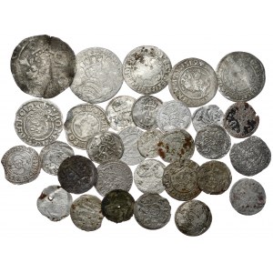 Zestaw 34 monet - półgrosze, dwudenary, szelągi