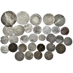 Zestaw 34 monet - półgrosze, dwudenary, szelągi