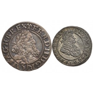 Śląsk, Ferdynand II, 3 krajcary 1628 HR, Wrocław, Leopold I, 1 krajcar 1698 CB, Brzeg- razem 2 szt.