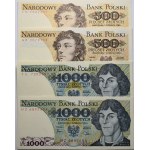 Zestaw banknotów 9 PRL: 20 zł 1982, 50 zł 1988, 3x 100 zł 1988, 2x 500 zł 1982 i 2x 1000 zł 1982