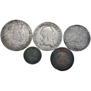 August III, St. Aug. Poniatowski, zestaw 5 monet 1751-1767