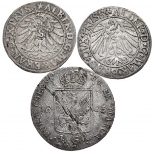 Zestaw 2 x grosz 1533 i 1543, Królewiec i 4 grosze 1803 A, Berlin