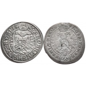 Leopold I, Zestaw 2 monet 3 krajcarowych 1669, Wrocław i 1697 Kutna Hora