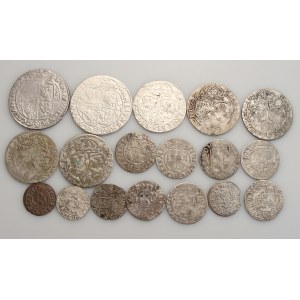 Zestaw 18 monet (głównie Zygmunt III), orty, szóstaki, półtoraki