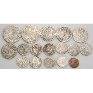 Zestaw 17 monet (głównie Zygmunt III), orty, szóstaki, półtoraki
