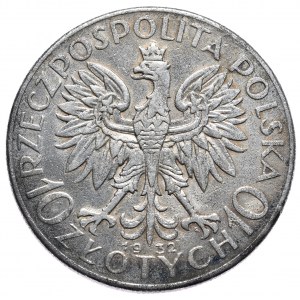 II Rzeczpospolita, 10 złotych 1932 kobieta, Warszawa, fals z epoki