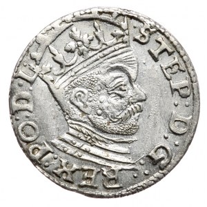 Stefan Batory, Trojak 1585, Riga, kleiner Kopf