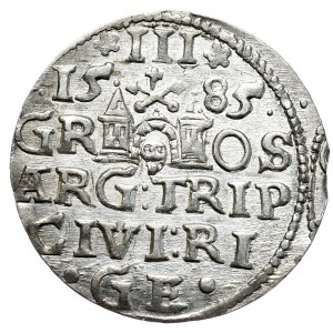 Stefan Batory, Trojak 1585, Ryga, mała głowa