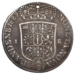 Prusy, Fryderyk III, 2/3 talara (gulden) 1689 I-E, Magdeburg