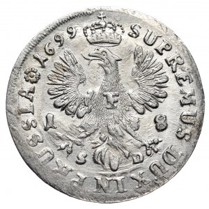 Prusy, Fryderyk III, ort 1699 SD, rozetki na naramienniku zbroi. Rzadki