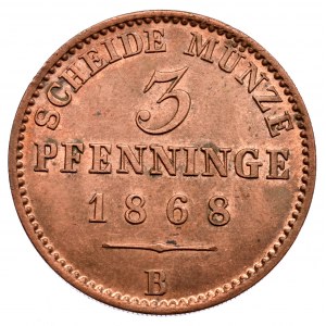 Deutschland, Preußen, 3 fenigs 1868 B, Wrocław