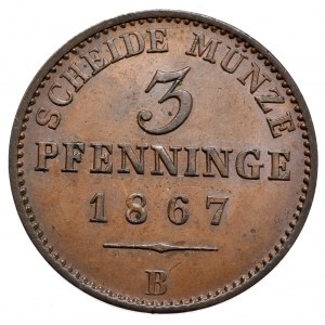 Germany, Prussia, 3 fenigs 1867 B, Breslau