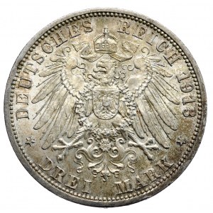 Deutschland, Preußen, 3 Mark 1913 A, Berlin, 25 Jahre der Herrschaft Wilhelms II.