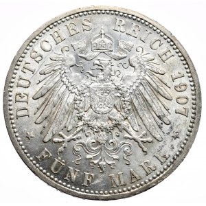 Germany, Prussia, Wilhelm II, 5 Marks 1907 A, Berlin