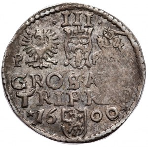 Zygmunt III Waza, trojak 1600, Poznań, podwójnie nabite M na awersie i ostatnia cyfra daty