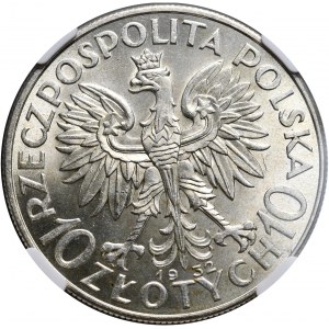 II Rzeczpospolita, 10 złotych 1932 kobieta, bez znaku mennicy, Londyn