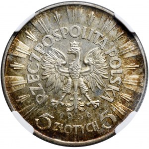 II Rzeczpospolita, 5 złotych 1936 Piłsudski, NGC MS64