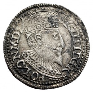 Zygmunt III Waza, trojak 1596, Olkusz, M D L, leżąca szóstka.