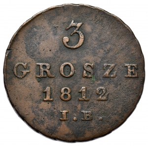 Duchy of Warsaw, Frederick August I, 3 pennies 1812 IB