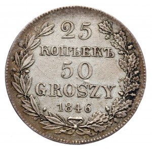 Zabór rosyjski, Mikołaj I, 25 kopiejek/50 groszy 1846 MW, Warszawa