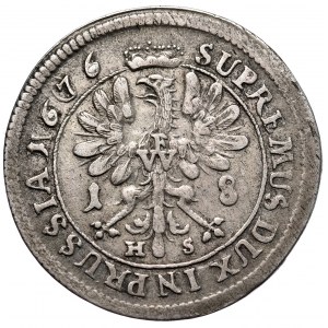 Prusy (księstwo), Fryderyk Wilhelm, ort 1676 HS, Królewiec, przebita rzymska data na arabską