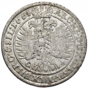 Silesia, Leopold I, 15 krajcars 1664 GH, Wrocław
