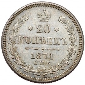 Rosja, Aleksander II, 20 kopiejek 1871 СПБ HI, Petersburg